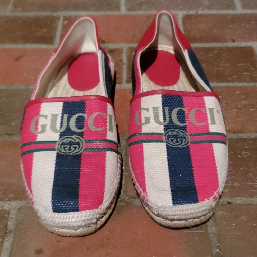 Gucci Logo Sylvie Canvas Espadrille
